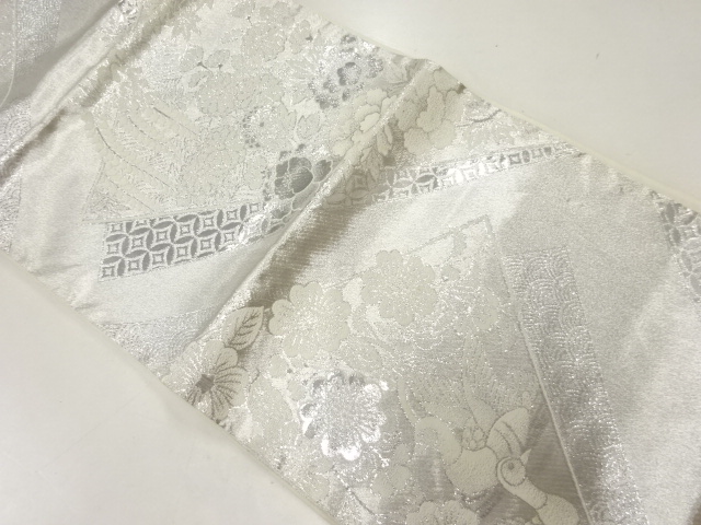 アンティーク　花鳥模様織出し袋帯（材料）